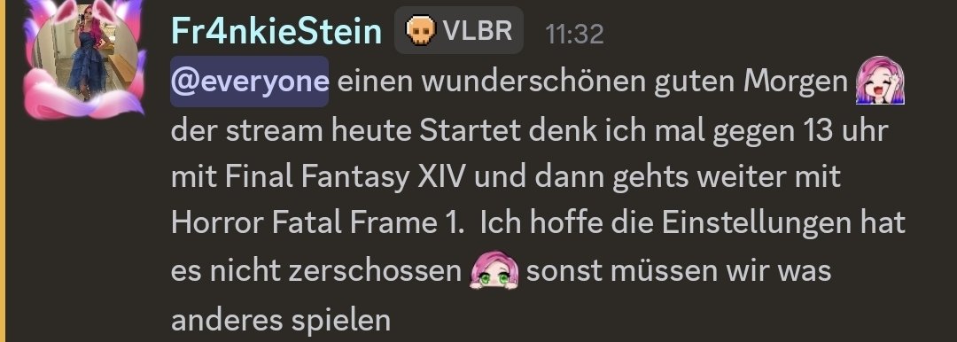 xXFrankieSteinX's tweet photo. Guten Morgen ich denke der Stream startet heute gegen 13 uhr
#twitch #Twitchde #horror #ffxiv #fatalfram https://t.co/GRW0lAASot