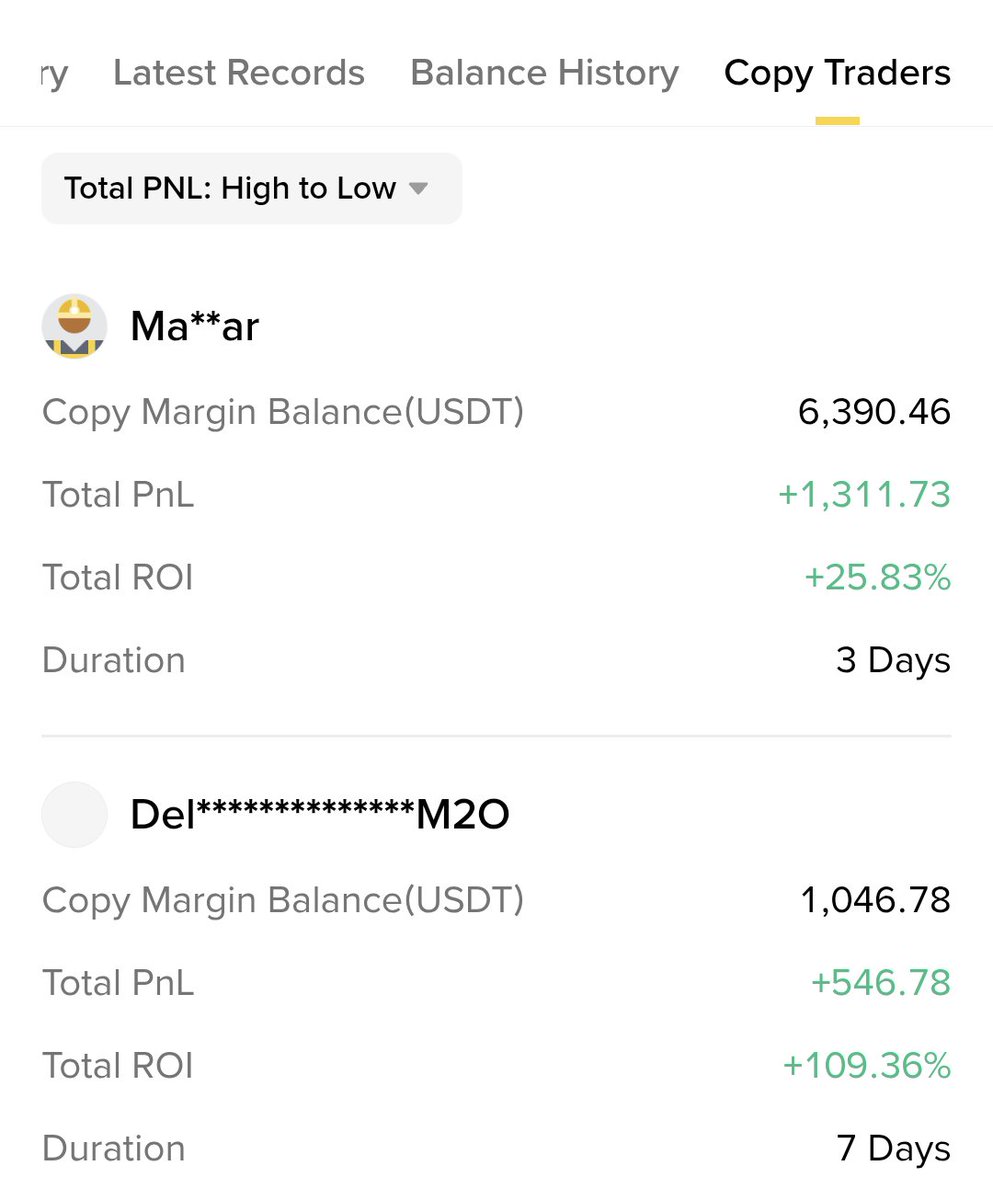Reeve_Sync's tweet photo. Looking at recent copy trading records, one copier turned 3 days into +1,311 USDT PnL and +25.83% ROI on a 6,390 USDT margin balance. 

Another achieved +546 USDT PnL and +109.36% ROI in 7 days on over 1,000 USDT. These show solid short-term gains for followers.
#BinanceCopyTrading