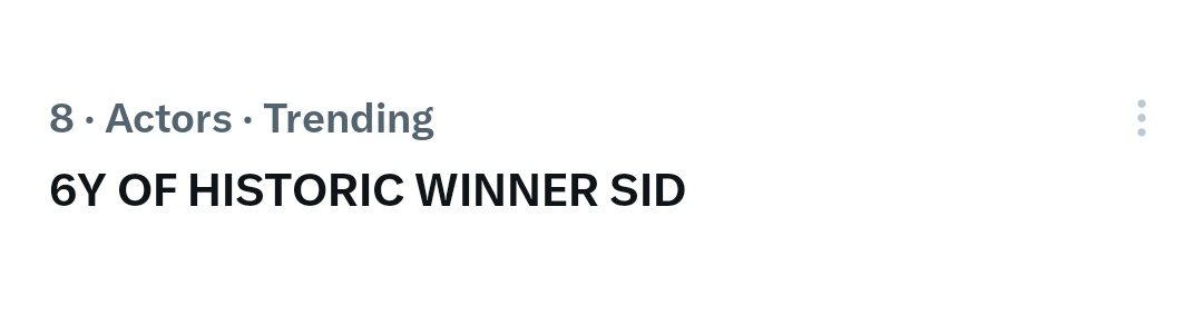 #SidharthShukla is trending with 8 Number 🔥. Your Winner Once Again is The GOAT Of Hearts <a href="/sidharth_shukla/">Sidharth Shukla</a>  #SidHearts

6Y OF HISTORIC WINNER SID