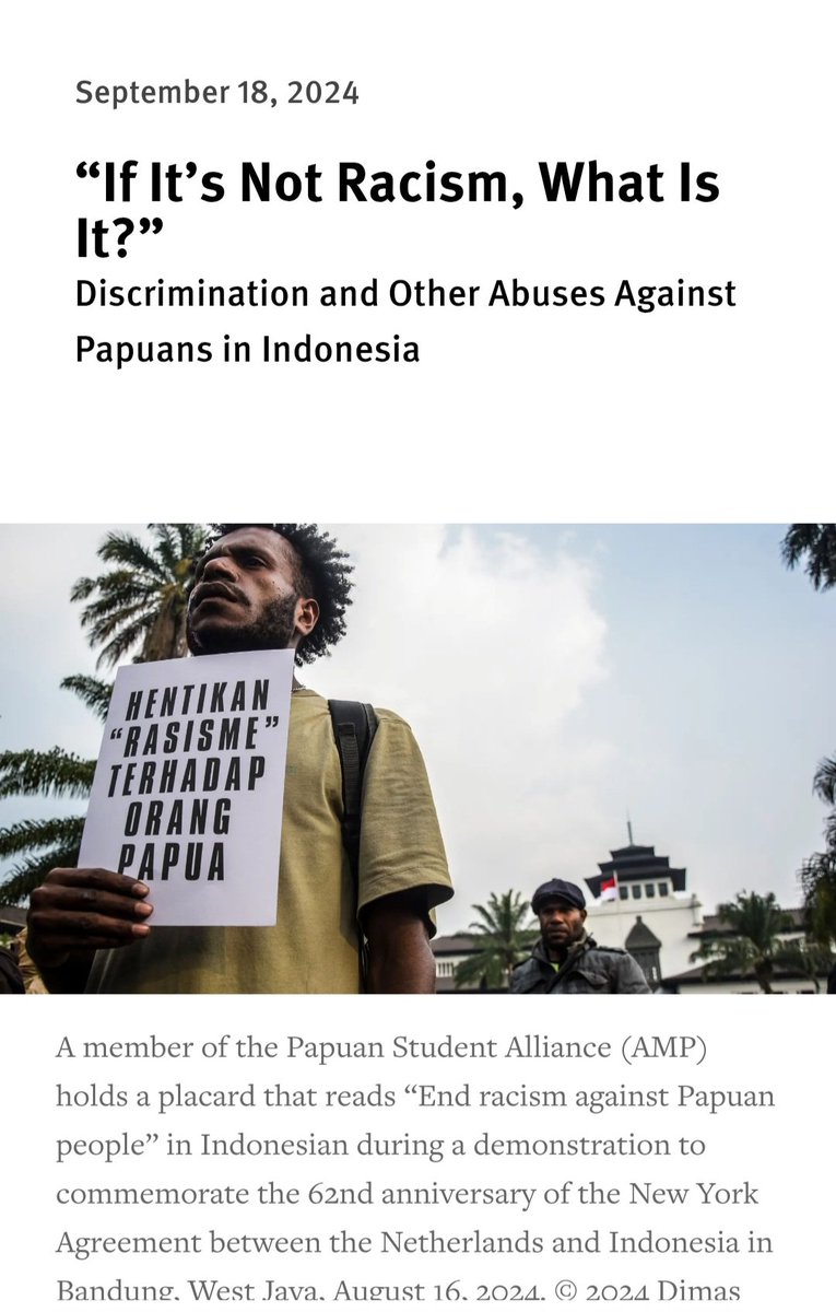 인도네시아는 엄청난 인종차별 국가라 자국민들한테도 인종차별함 특히 파푸아인들이 피부가 까맣고 멜라네시아계 얼굴이라고 원숭이나 짐승이라고 불린다함 ㅋㅋ 검은 피부라 원숭이라고 하면서 왜 내가 침팬지라고 하는건 분노하는거임? 존나 모순이네