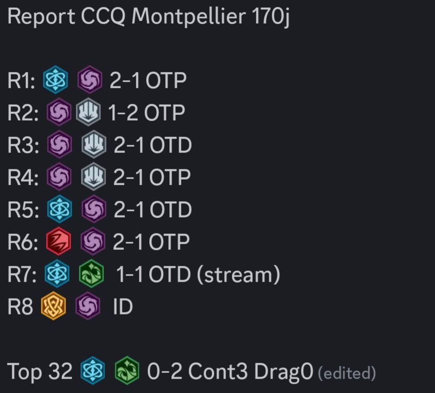 CCQ Montpellier : Top 32. Je m'incline contre Cont3 Drag0, 4e aux Worlds. Focus sur le set 11 maintenant !