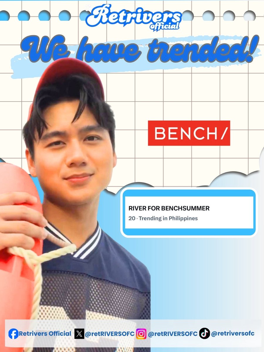 RIVER FOR BENCHSUMMER trended at #20 nationwide 🩵🔥

Thank you to everyone who tweeted, reposted, and showed up for River. This milestone happened because of your genuine and unwavering support.

Let’s keep showing up, making noise, and supporting River every step of the way,