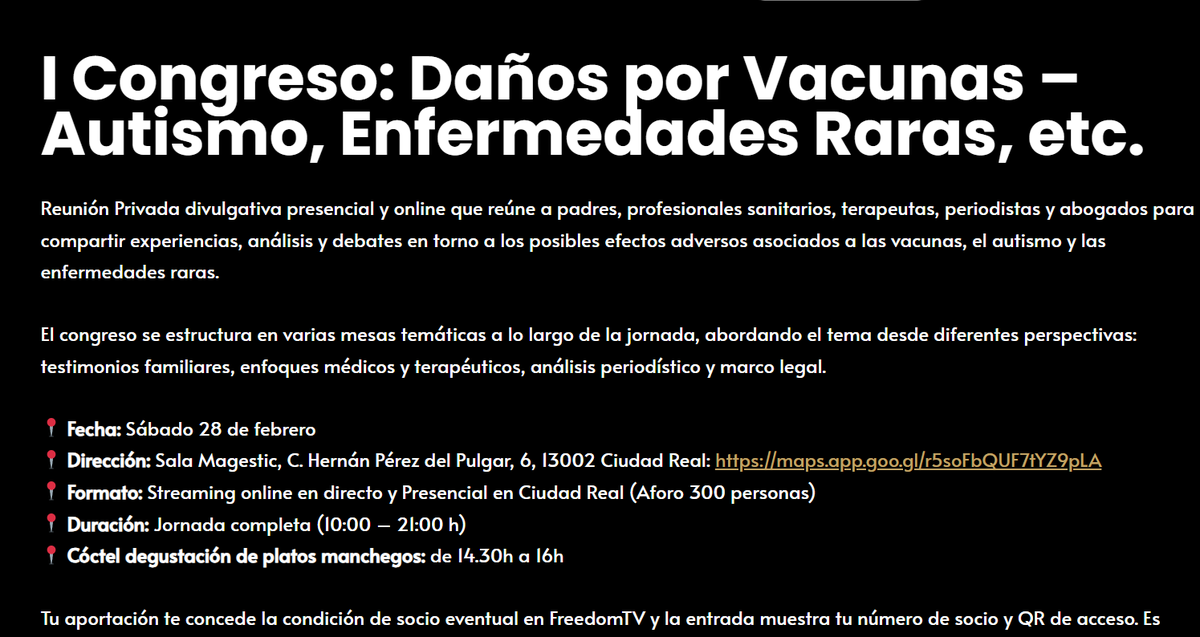 Ahora que sabemos dónde pretenden celebrar el Congreso #Antivacunas de Ciudad Real, toca preguntar a sala #ZahoraMagestic si quieren ser cómplices de una actividad que es un riesgo para la salud pública. Yo les voy a escribir.  
#StopPseudociencias <a href="/vbaosv/">Vicente Baos 🇪🇺🇪🇸</a> <a href="/Autismo_Espana/">Autismo España</a>
