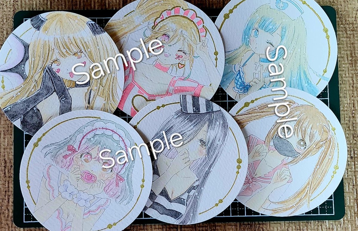 #性癖コスチューム展
原画ガチャを追納します💖
コースターサイズで、制服、ナース、囚人、バブ、ダイナー、サキュバスちゃん💖L判複製のオマケ付きです✨️
今週中には発送したい💦