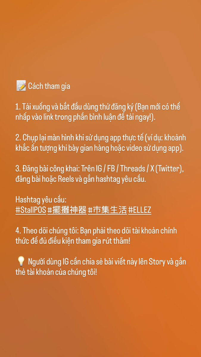 EllezLLCDev's tweet photo. 📢【Sự kiện rút thăm trúng thưởng】Đổi mới gian hàng của bạn cho năm mới! Quà tặng giới hạn từ Stall POS!

Xem chi tiết cách tham gia trong hình đính kèm ❣️ https://t.co/U3RROoxfYN