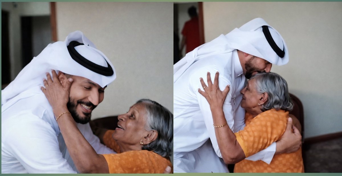 A son flew in from Saudi Arabia just to meet his Hindu mother in Kerala.

Years ago in Saudi, a Hindu aunty from Kerala used to take care of children.

 Among them was a little boy whom she loved more than her own life. She cared for him like a mother....  with endless affection
