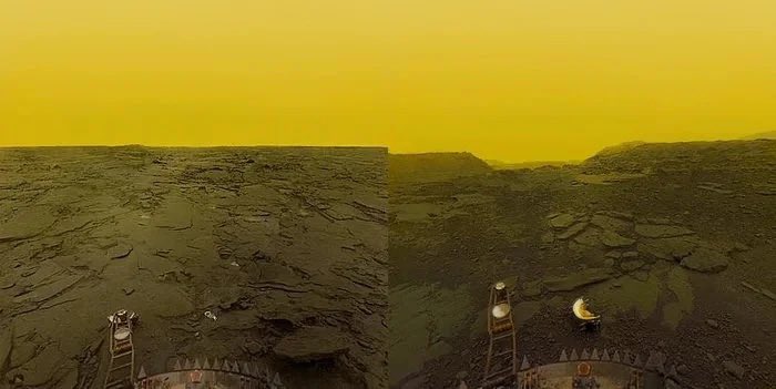 engineers_feed's tweet photo. The Clearest Image of Venus's Surface, By a Lander that Melted After 2 Hours.

On March 1, 1982, the Soviet spacecraft Venera 13 landed on the fiery surface of Venus and sent back the clearest images we’ve ever received from that hellish world. In about 127 minutes, it captured panoramas revealing cracked rocks and a mustard-yellow sky before succumbing to crushing pressure and staggering heat of around 457°C (855°F).

These images remain humanity’s only direct glimpse of Venus’s surface.