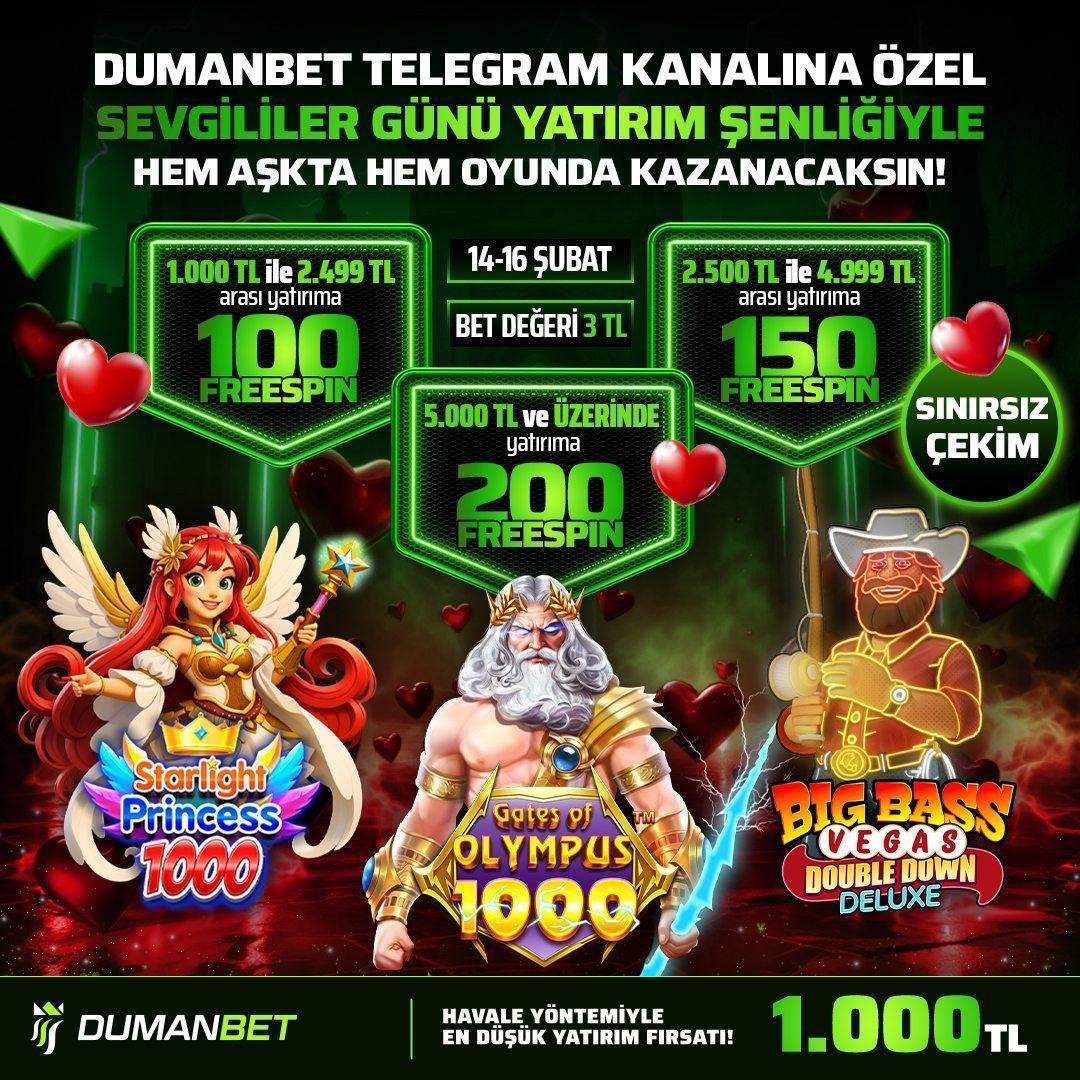 dumanofficial_x's tweet image. ❤️ DUMANBET TELEGRAM SEVGİLİLER GÜNÜ YATIRIM ŞENLİĞİ DEVAM EDİYOR! 🎆

 👉 14 Şubat 00.00 ile 16 şubat 23.59'a kadar yatırım yapan üyelerimiz hediye freespinlerle kazancını katlayacak!

✨ Şimdi yatırım yap t2m.io/dbtwitter2

ℹ️ Detaylar sites.google.com/view/sevgilile…