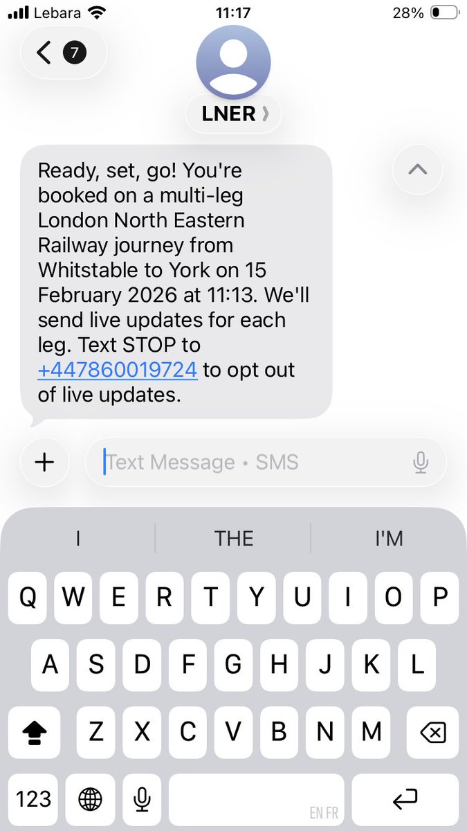 23ruthie's tweet photo. @LNER Hi,  - I’ve just booked some tickets for York next month, but had an automated text saying I’ll get updates on the journey which it seems to think is taking place today. I don’t want to opt out, as I will want updates when I’m actually travelling.  Can you help? https://t.co/PbVu3BXxTr