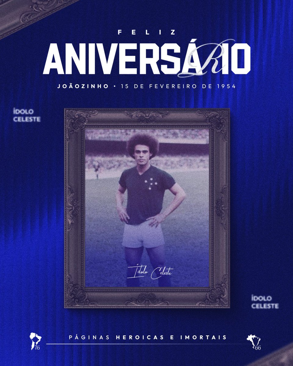 🦊🎂 Hoje é aniversário do eterno ídolo Joãozinho! 

Autor de gols inesquecíveis pelo Cruzeiro, o ‘Bailarino da Toca’ foi peça fundamental no nosso primeiro título da Libertadores! 🏆

Parabéns, craque! Desejamos muita prosperidade e saúde! 💙