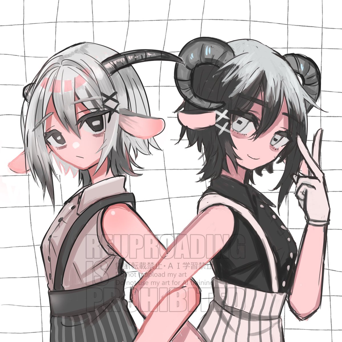 Ginka25528's tweet photo. #イラスト　#オリジナルイラスト 
白ヤギ黒ヤギイメージです🤍🖤 https://t.co/IVDHWpox1z