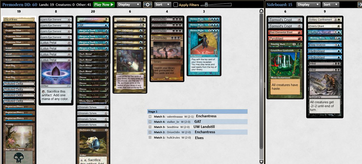🏆 Updated my premodern Doomsday list and got a trophy! I think the list has reached a good level of optimization, honestly there are only a couple of slots that I'd consider changing.
