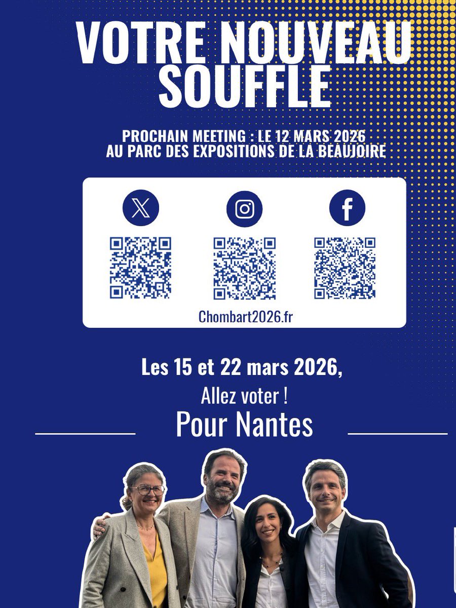 « Votre nouveau souffle pour #Nantes »
Notre partenariat historique vous propose un programme pragmatique au service des Nantaises et Nantais 💛💚
À découvrir 👇
🔗 foulqueschombartdelauwe.fr
Nantes courageuse 
Nantes harmonieuse 
Nantes généreuse 
Nantes ambitieuse 
#Chombart26