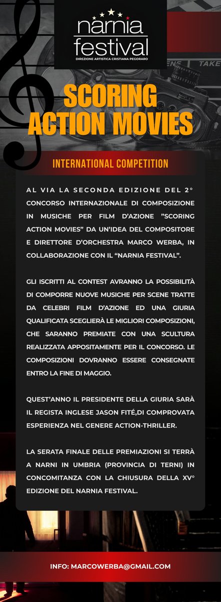 In preparazione la seconda edizione del concorso internazionale "Scoring Action Movies". 

colonnesonore.net/news/premi-e-c…