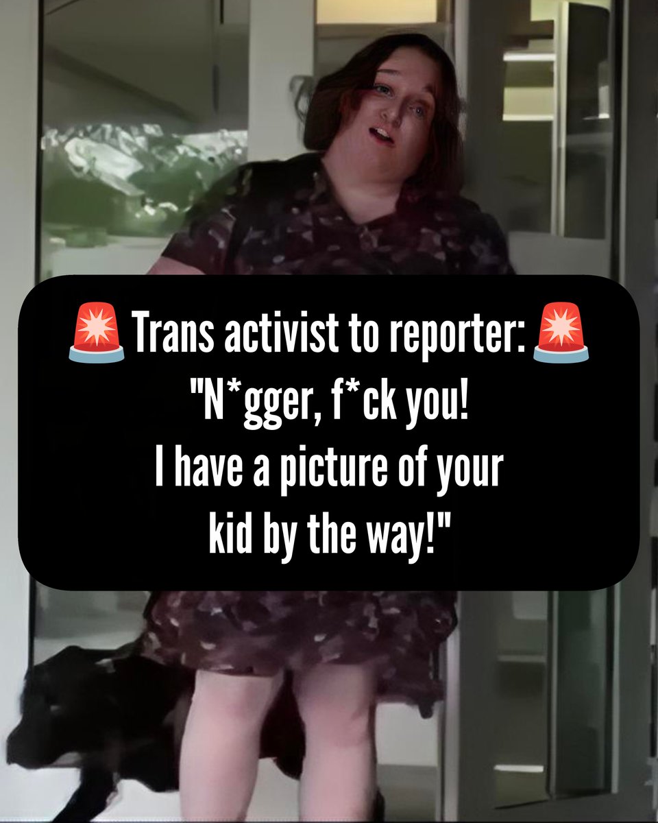 🚨Aggressive trans activist calls reporter "n***er" and says: “I have a picture of your kid btw”.

This is a mental illness!