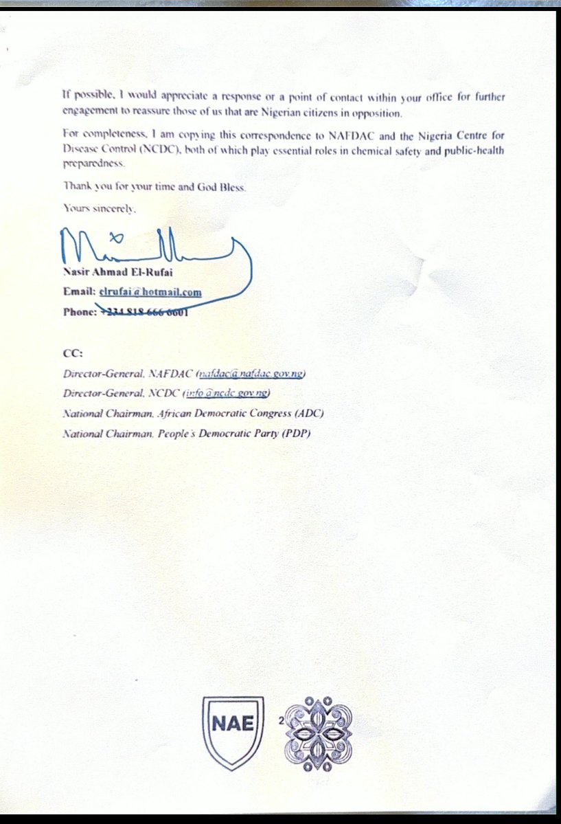 As part of my duty as a citizen, I wrote to the NSA to seek clarification on reports about the importation by his office of thallium sulphate, a very dangerous toxin. It’s a matter of concern if anyone brings in any poison, more so an odourless, colourless one.