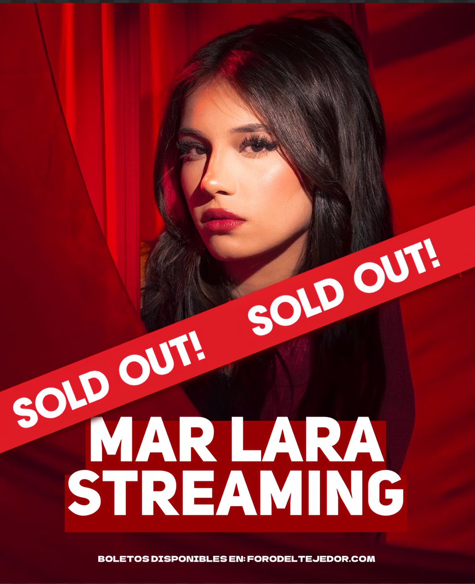 🔥 SOLD OUT 🔥

Mar Lara (<a href="/MarLara_Oficial/">Mar Lara 🌊</a> ) agotó entradas para su Concierto Acústico en presencial y ahora en STREAMING también❗️ 

📍 Foro del Tejedor, CDMX
🗓️ 01.03.2026

—Solo queda esperar el concierto este primero de marzo. ✨