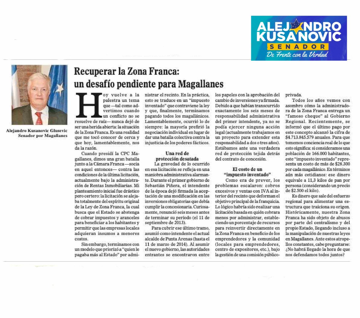 SENADOR ALEJANDRO KUSANOVIC tweet media