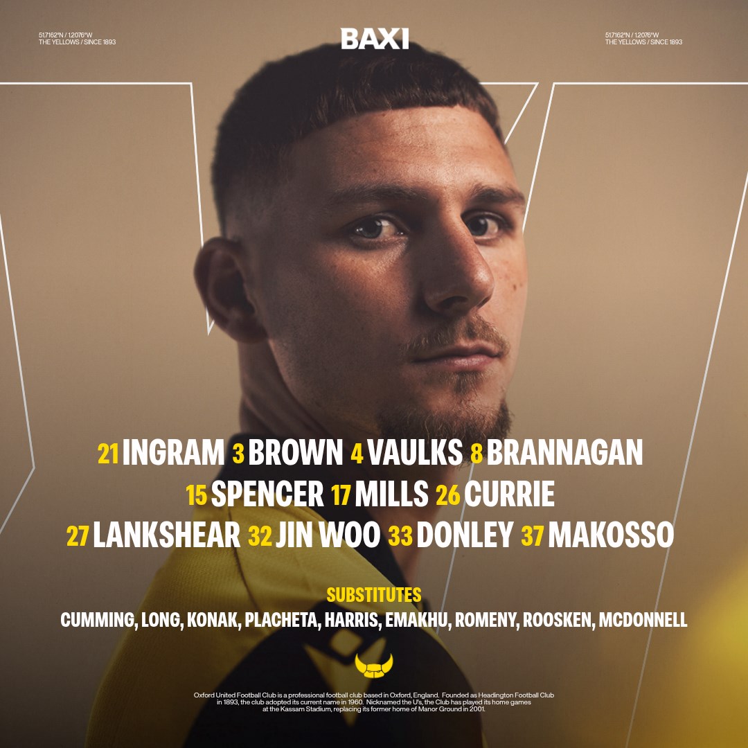 옥스퍼드 유나이티드 FA컵 라인업 이미지