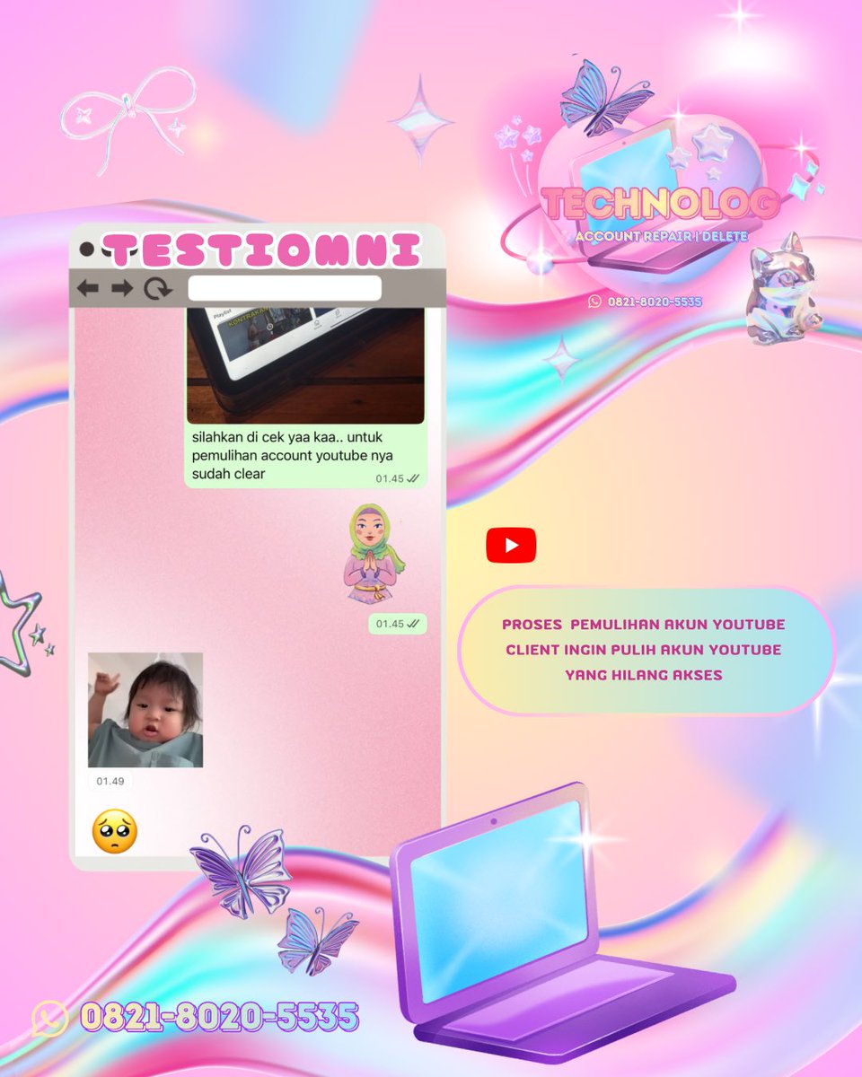 difficclt's tweet image. Bantuan Pemulihan Akun, Intagram, Facebook
Tik Tok, Twitter, T Lindkedin Whatsapp, Telegram ‼️

Akun terkunci/dihack/ditangguhkan⁉️

Atau 
Mau Jasa hack sosmed &amp;amp; sadap sosmed, hapus akun tanpa email/sandi/no hp❓

Trusted, Full Testi, Fast Respon🛍️
wa.me/6282180205535