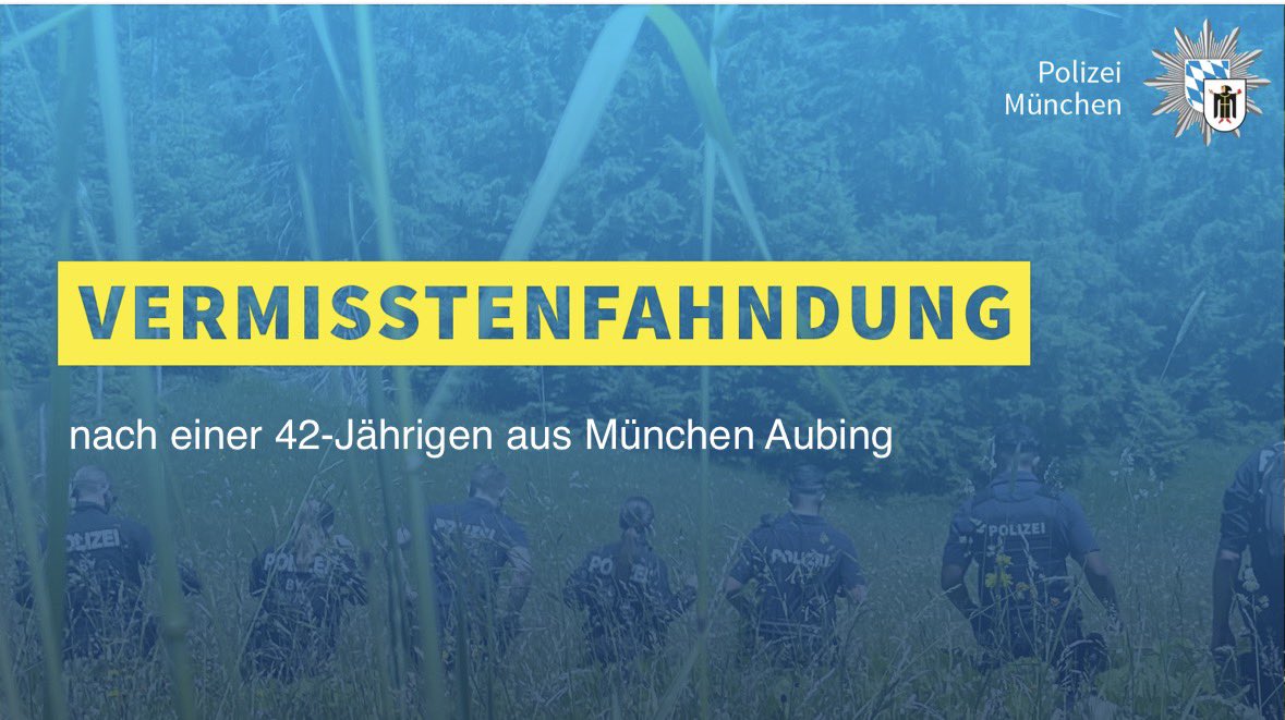 #Vermisstenfahndung, bitte teilen

Seit Sonntag, 15.02.2026, wird eine 42-Jährige aus München vermisst. Sie befindet sich möglicherweise in einer hilflosen Lage.

Bild und Infos unter:
polizei.bayern.de/fahndung/perso…

Bitte keine Hinweise auf X,
sondern direkt an die 110.