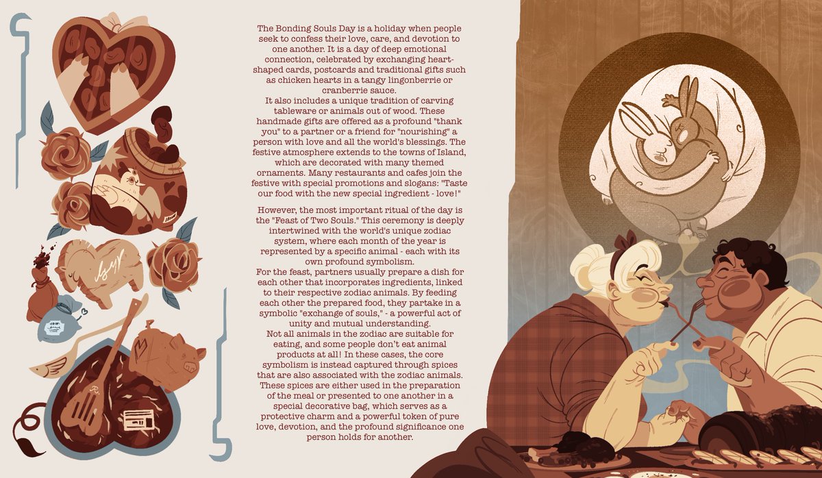 CARNIVORE RECIPE: THE BONDING SOULS DAY

The Bonding Souls Day — it’s an analog of Valentine’s Day in my own story. The next info would be about story’s horoscope, to bring you more context through that celebration and world building 

#oc #originalcharacter