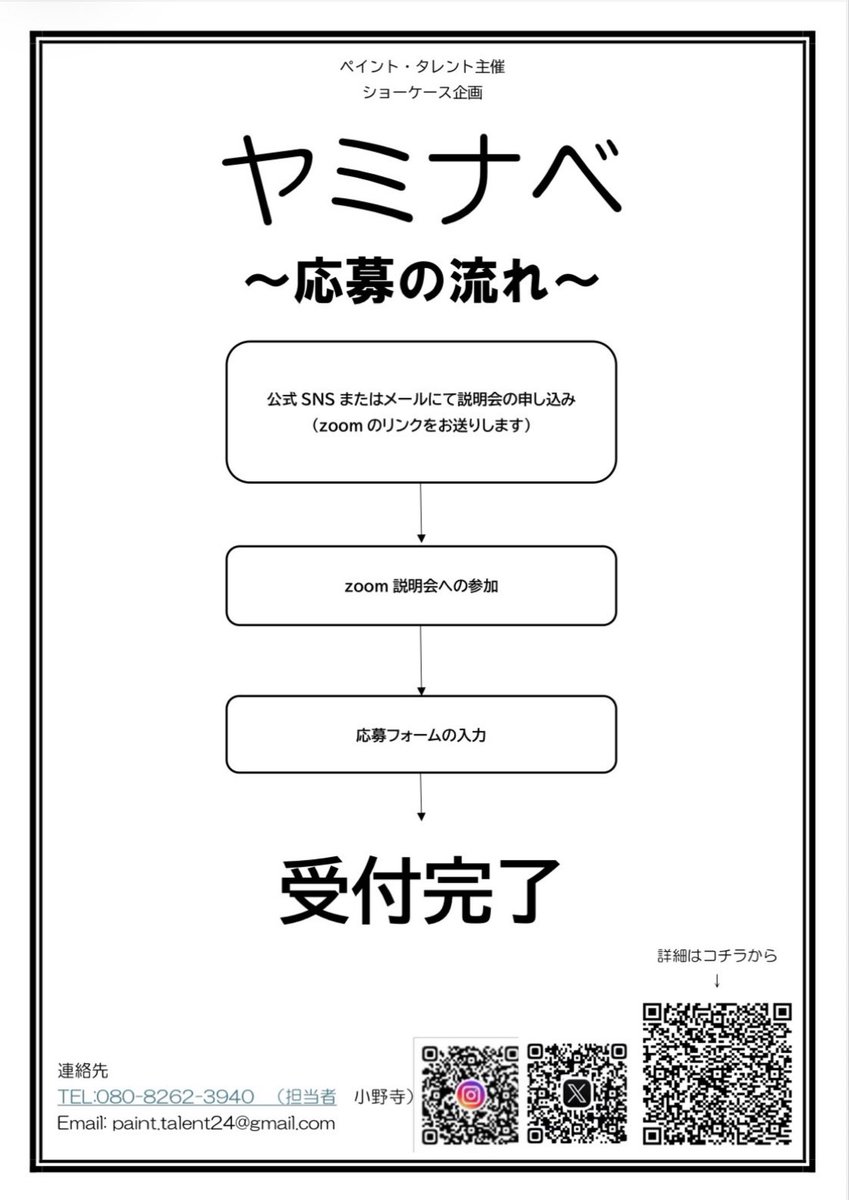 ～ヤミナベ二次募集開始～

誰とやるのか、なにをするのか、始まってみないと分からない演劇をしませんか

出演者・音響・照明を若干名追加募集します！

募集締切は今週金曜2/20の15:00まで！
それに伴って 2/16,2/19 21:00~ Zoomにて説明会を行います！

詳細はツリーの募集要項まで！！