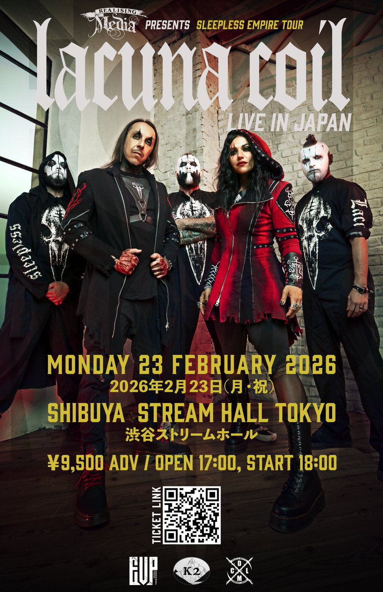 【Lacuna Coil来てください！】
Lacuna Coil、クルーの数が2桁だったり、エンドースが少なかったりで制作費が思ったよりずっと高く、あと82枚予約がないと赤字です…正直1週間でこの数の予約が来るとは思えないので、何卒…何卒〜！！