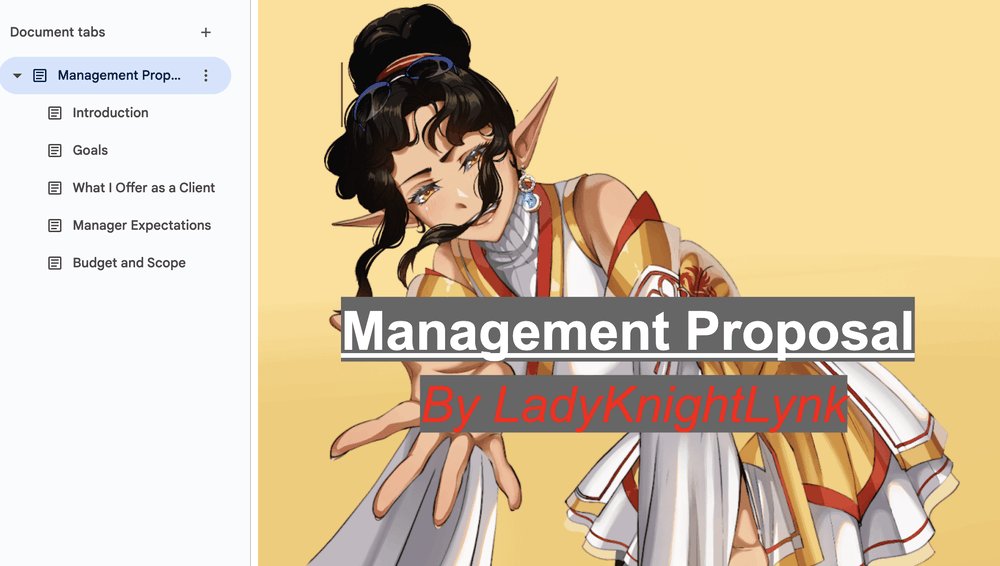 so um... do any other vtubers need a Management Proposal Booklet? 📝
 
i just made mine and it was honestly pretty fun to create. perks of being a writer i guess. 😌
 
if you need one, let me know! i can make one for you.