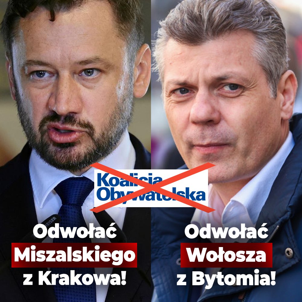 Trwa sezon na odwoływanie prezydentów KO❗ Nie tylko w Krakowie, ale i w Bytomiu chcą odwołać prezydenta z ramienia partii Tuska - właśnie ruszyła zbiórka podpisów pod referendum, by pozbyć się bytomskiego prezydenta Mariusza Wołosza!

Wielu mieszkańców Bytomia pisało do mnie z