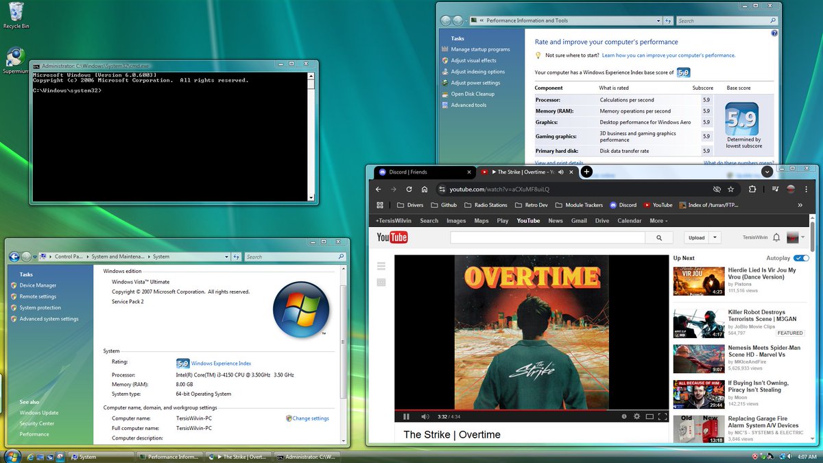 TWilvin's tweet photo. Here's Windows Vista SP2 working on the same machine, I couldn't find all drivers so it is what it is. https://t.co/f4erFQfy3W