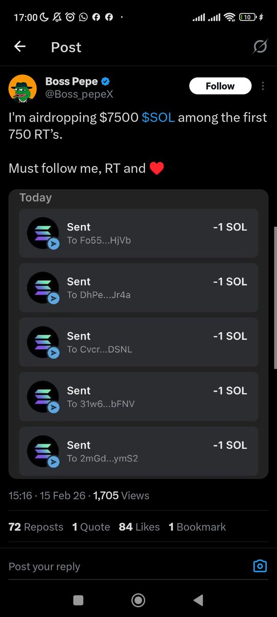 cwithqazi's tweet photo. I’ve seen thousands of accounts offering free airdrops in exchange for follow, retweet, comments, and likes…
But I haven’t seen a single legitimate account that actually rewarded anyone.
Is this just engagement  has someone genuinely received it?
If you know a real case, mention https://t.co/T3jFMLOEht
