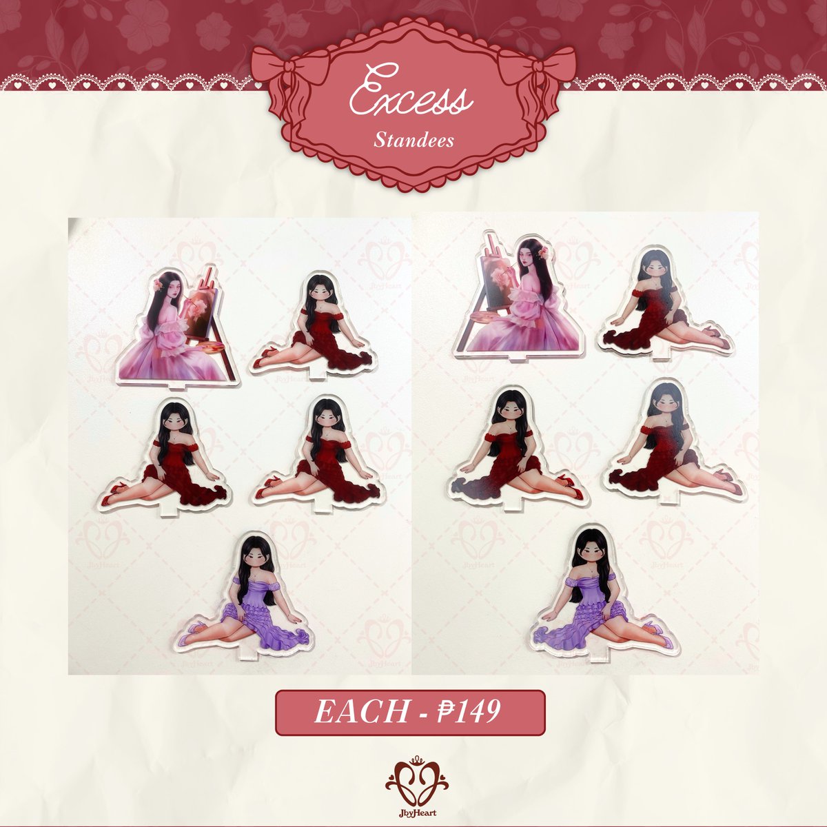 Excess Standees 💌
- ₱ 149 (each)
- event pick up or combine shipping 

Dm to avail! 

Note:
One side of the standee is not printed evenly. The bases are all regular clear round bases.