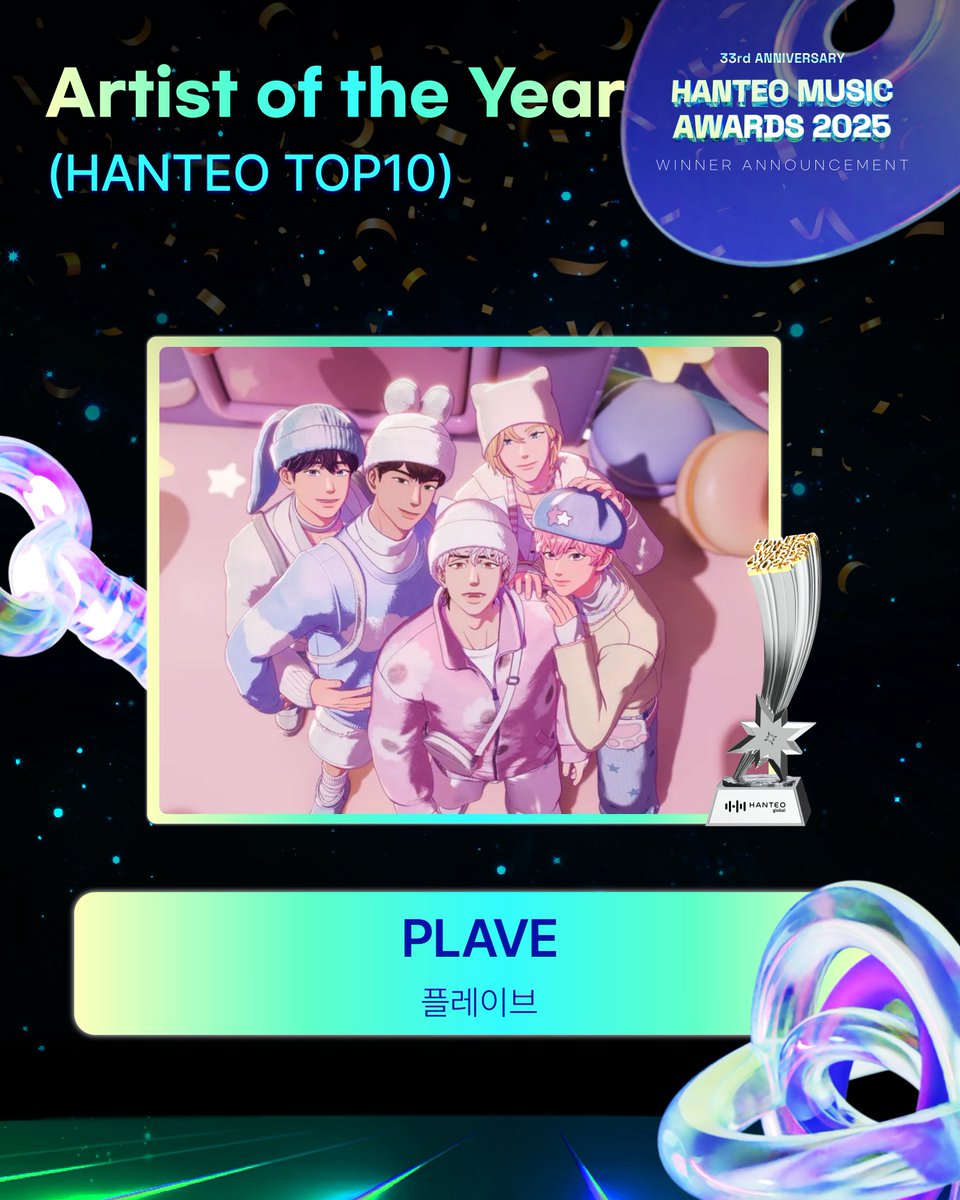 #HMA2025 #한터뮤직어워즈2025

🏆Artist of the Year (HANTEO TOP 10)

#PLAVE #플레이브
<a href="/plave_official/">PLAVE(플레이브) OFFICIAL</a>

수상을 진심으로 축하합니다!

#HanteoMusicAwards2025