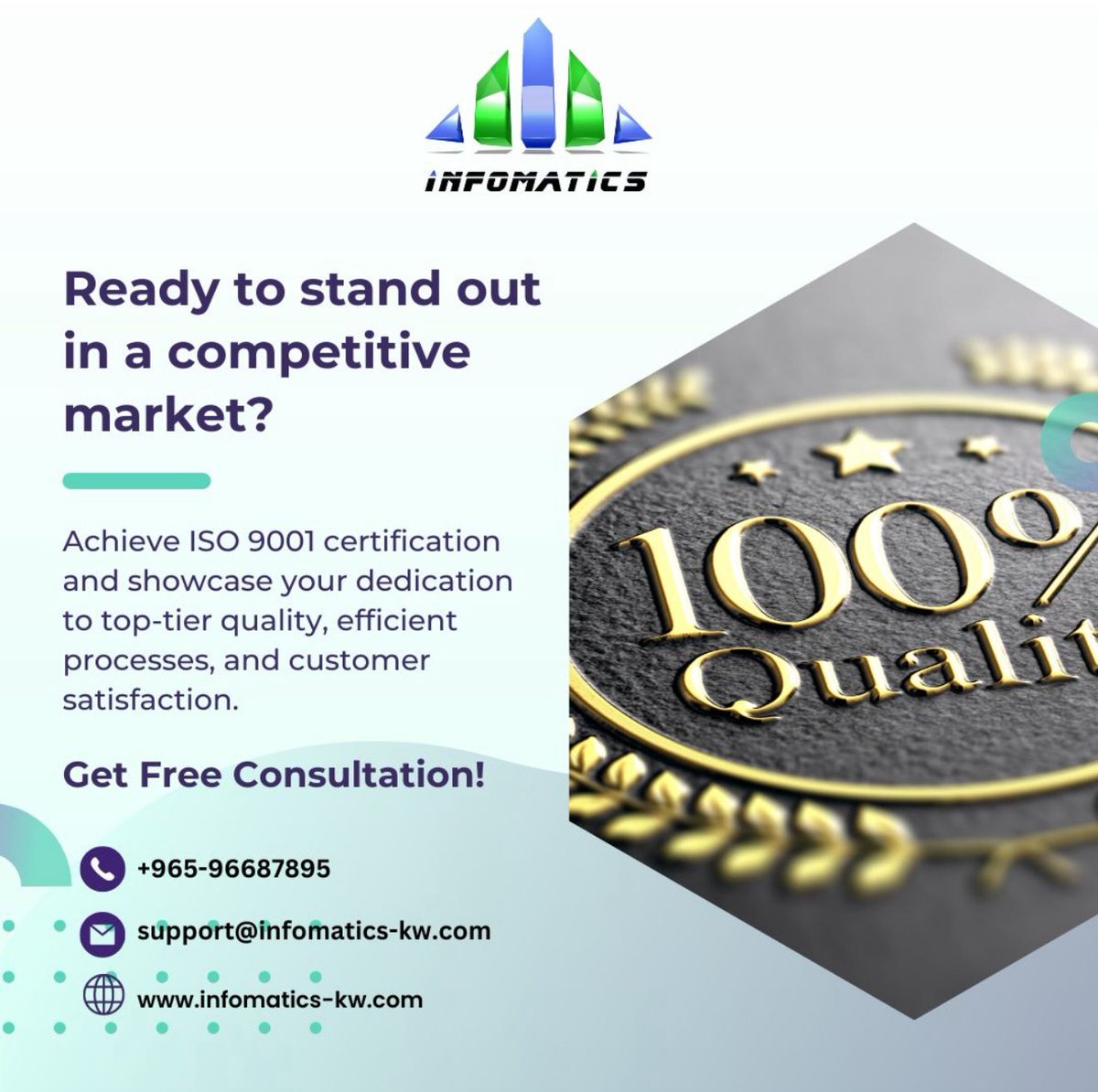 Make your foundation strong with ISO 9001 and gain International recognition to grow your business.  #iso #Quality #ISO9001 #qms #الكويت #salmiya #ISOCertified #fahaheel #training #q8