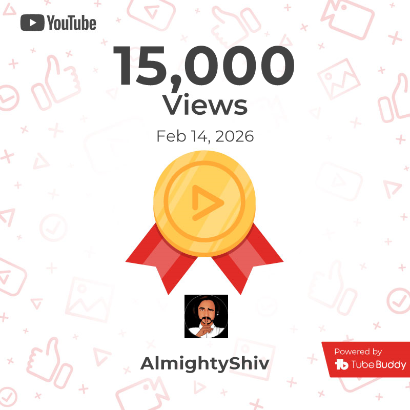 AlmightyShiv's tweet photo. My channel reached the 15000 Views Milestone! 🏆 via @TubeBuddy https://t.co/PudDMk1YHb 

#almightyshiv #youtube #youtubeindia #gaming #milestone https://t.co/v0QE08apD7
