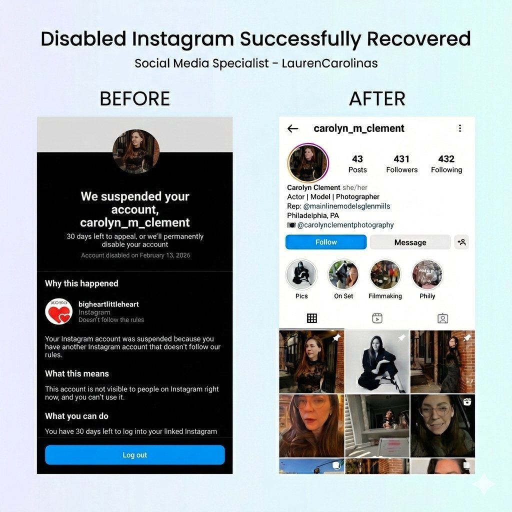 You can contact us for your disabled instagram and facebook accounts 🙏

Type: community standarts 🎉