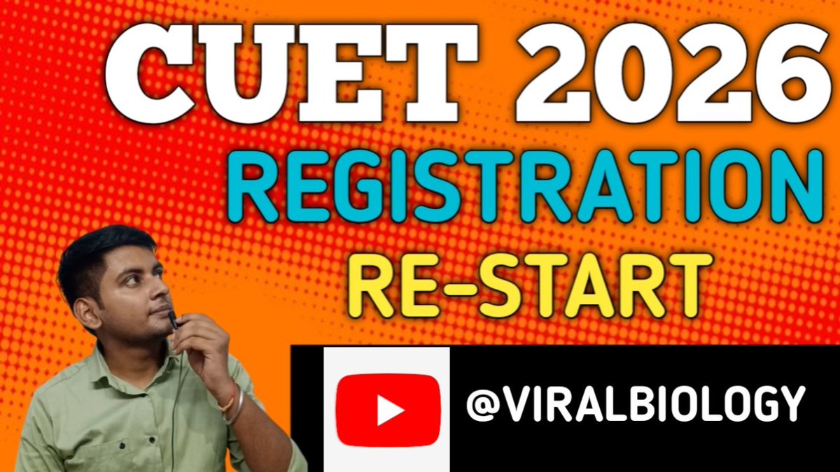 RishabhPandit99's tweet photo. Students who failed to apply for CUET UG 2026 and no other admission mode is available for the students, hence the registration can be restarted.
#viralbiology
#cuet2026registrationrestart 
#cuet2026windowopen
@NTA_Exams 
@dpradhanbjp 
@manashTOI https://t.co/FTCUjgZZQG