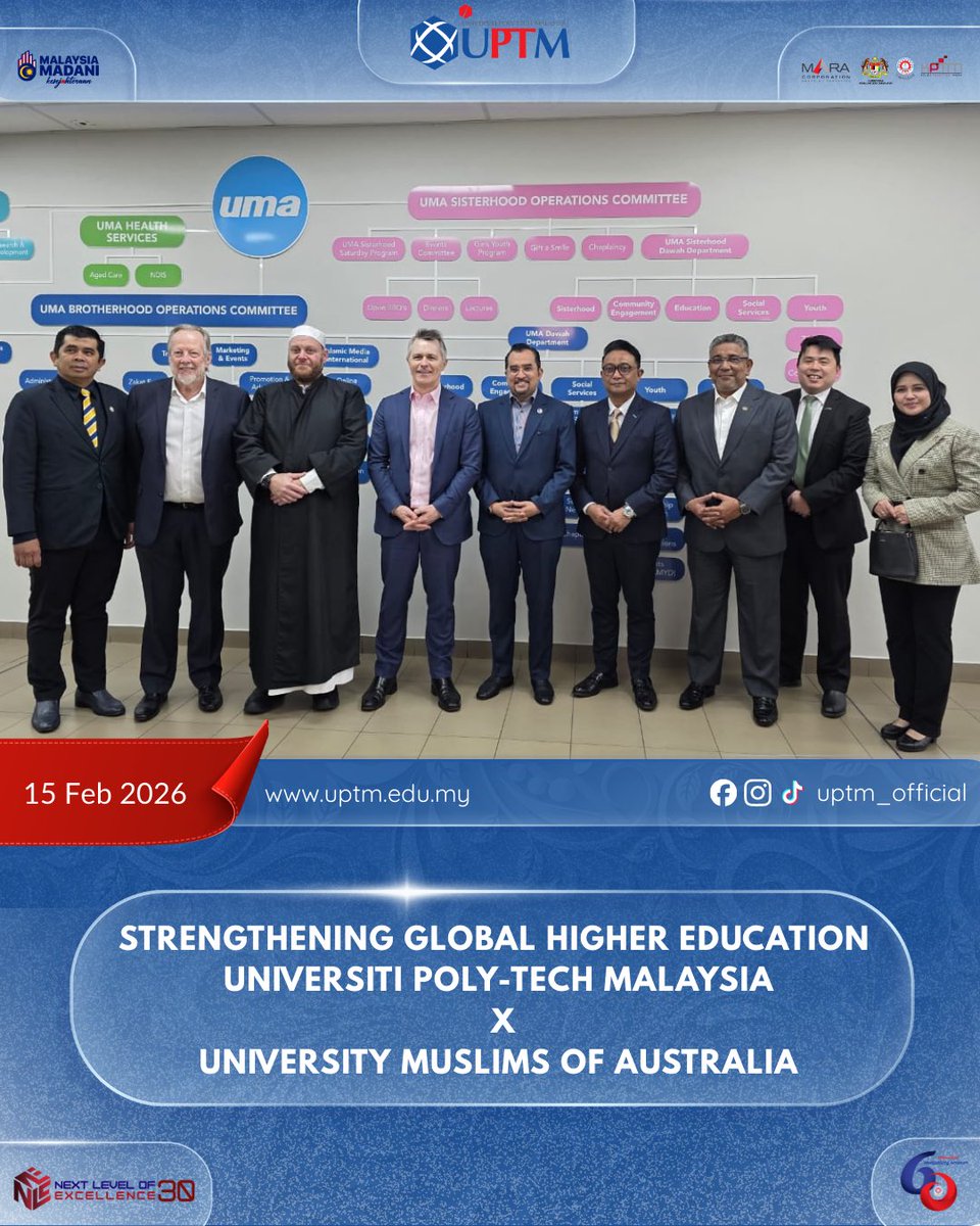 uptm_official's tweet photo. 🌏 𝐒𝐓𝐑𝐄𝐍𝐆𝐓𝐇𝐄𝐍𝐈𝐍𝐆 𝐆𝐋𝐎𝐁𝐀𝐋 𝐇𝐈𝐆𝐇𝐄𝐑 𝐄𝐃𝐔𝐂𝐀𝐓𝐈𝐎𝐍 | 𝐔𝐍𝐈𝐕𝐄𝐑𝐒𝐈𝐓𝐈 𝐏𝐎𝐋𝐘-𝐓𝐄𝐂𝐇 𝐌𝐀𝐋𝐀𝐘𝐒𝐈𝐀 𝐱 𝐔𝐍𝐈𝐓𝐄𝐃 𝐌𝐔𝐒𝐋𝐈𝐌𝐒 𝐎𝐅 𝐀𝐔𝐒𝐓𝐑𝐀𝐋𝐈𝐀

#UnifiedEntity
#BuildingTheNation
#MenjunjungAmanah
#60TahunMARA
#AmazingUPTM https://t.co/PeIaGO28Lq