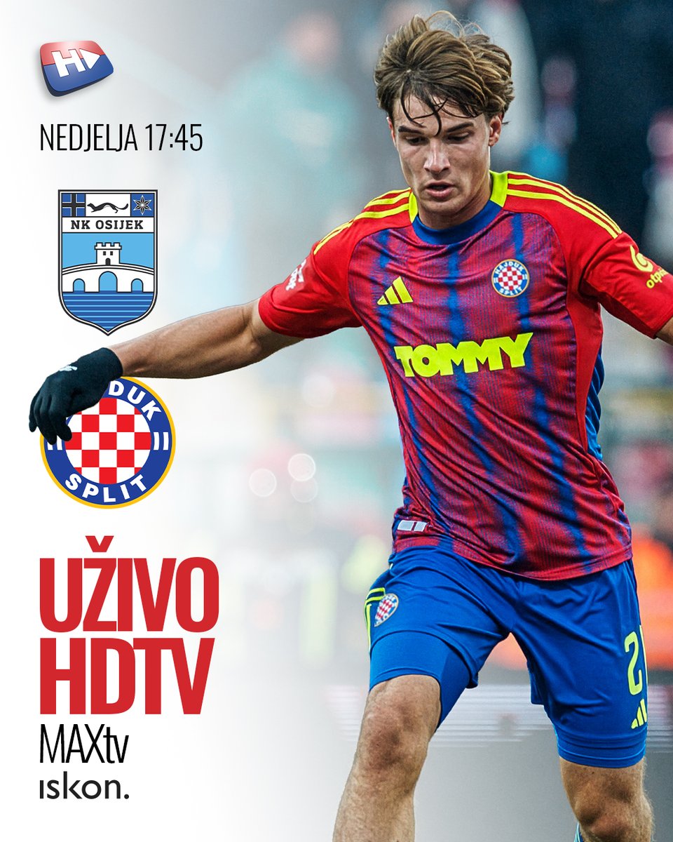 HajdukDigitalTV's tweet photo. Od 15h na #HDTV kanalu pratite derbi Magenta lige u kojem #Hajdučice dočekuju Dinamo, a potom se selimo u Osijek gdje vas od 17h čeka emisija uoči utakmice, u 17:45 prijenos susreta 22. kola Osijek vs #Hajduk te od 19:45 press konferencija uživo! #MAXtv #Iskon #HOMEtv 📺❤️💙 https://t.co/zdRApjJt0C