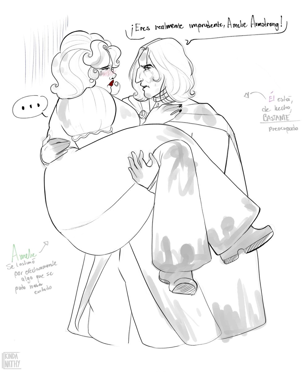 Accident in the greenhouse, I just wanted an excuse to draw Snape carrying Amelie 😝