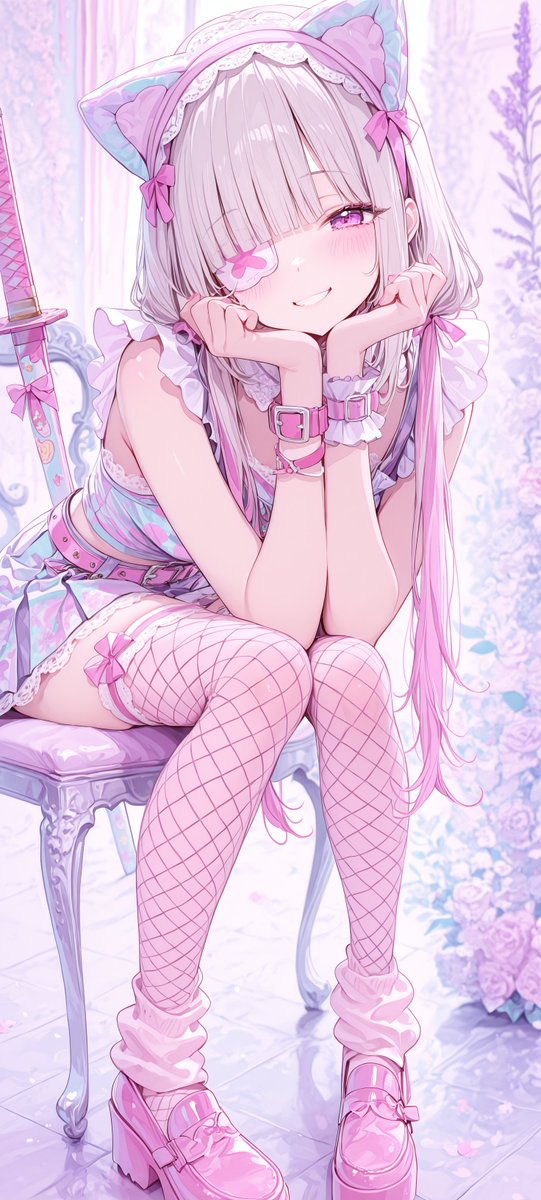 地雷系・眼帯ちゃん
「にゃんって言ったら
ぎゅーってしてくれる？🐾💗」

SFW illustration