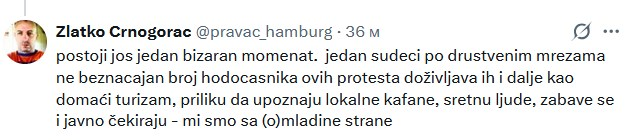 Evo šta misli etablirana "tvrda opozicija" intelektualno i moralno nadmoćnija od većine građana Srbije, a sigurno od svih koji podržavaju studentski pokret o građanima  koji protestuju.