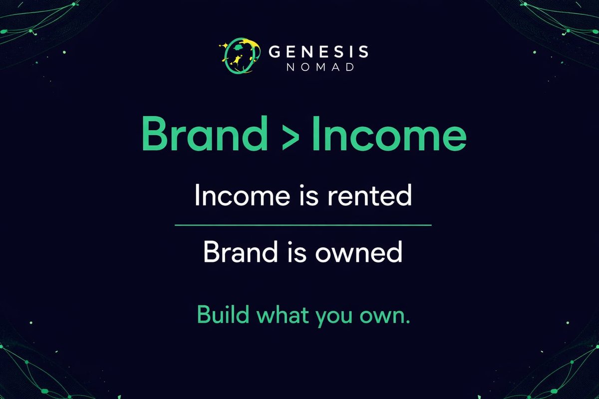 Most people try to build income first.
That is where they lose control.
Income depends on platforms.
Algorithms.
Trends.
A brand gives you leverage.
A system gives you stability.
Build something you own.
If you want location freedom, start with clarity.

#PersonalBrand
