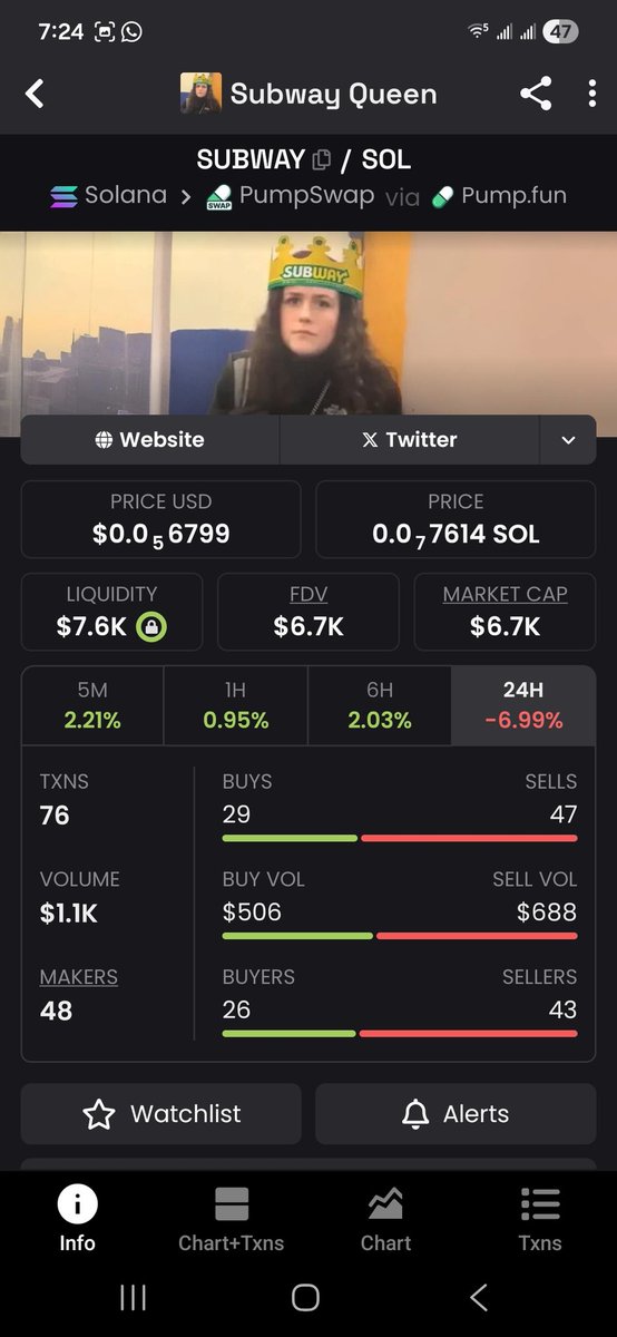 Kind of a hail Mary throw here.
Last week, $Subway queen was trending on X, but due to vamps, every coin tanked. Currently at 6.7k MC

Now Subway queen has been trending on tiktok in the past 48 hours. We may see a revival here.

561XxnuBCvPdoJC1a7zJDuBqqcQwZ2rEsaAd1eM1pump