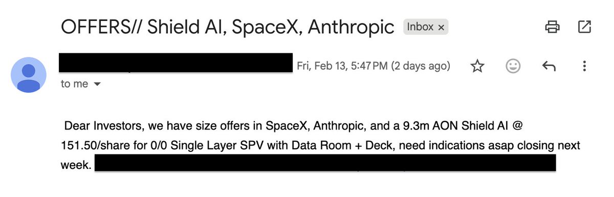 <a href="/0xSunNFT/">0xSun</a> 孙哥，评论区部分评论是认真的，大多都是瞎建议的，我也买了小$1M的pre-ipo了，分享一下我的经验：

1. 链上的基金根本不用考虑，纯纯的宰区块链的散户的，本身估值高，手续费高，每年的管理费高，甚至还有carry（盈利退出后要给分成）
2. 链上 tokenized shares 也不用考虑，估值高，资金费高
3.