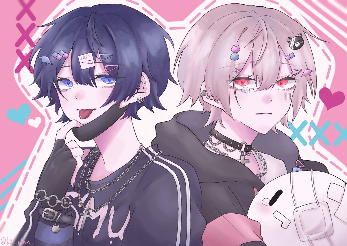 逃げられない！💙🤍
 #そらるの絵  #まふあーと