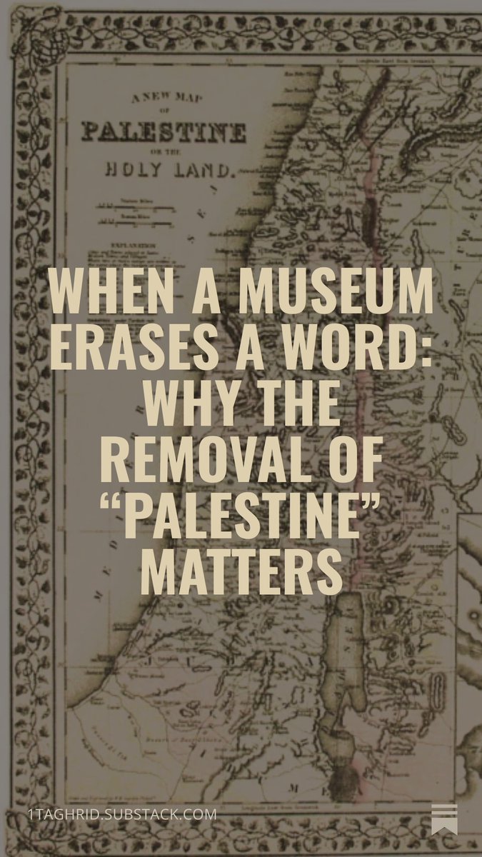 TaghridAlMawed's tweet image. The British Museum has removed the word “Palestine” from its Ancient Middle East displays — despite the term appearing in Herodotus, Roman records, medieval maps, Ottoman sources, and even Shakespeare.

Erasing a word erases a people.

I’ve written about why this matters, and…