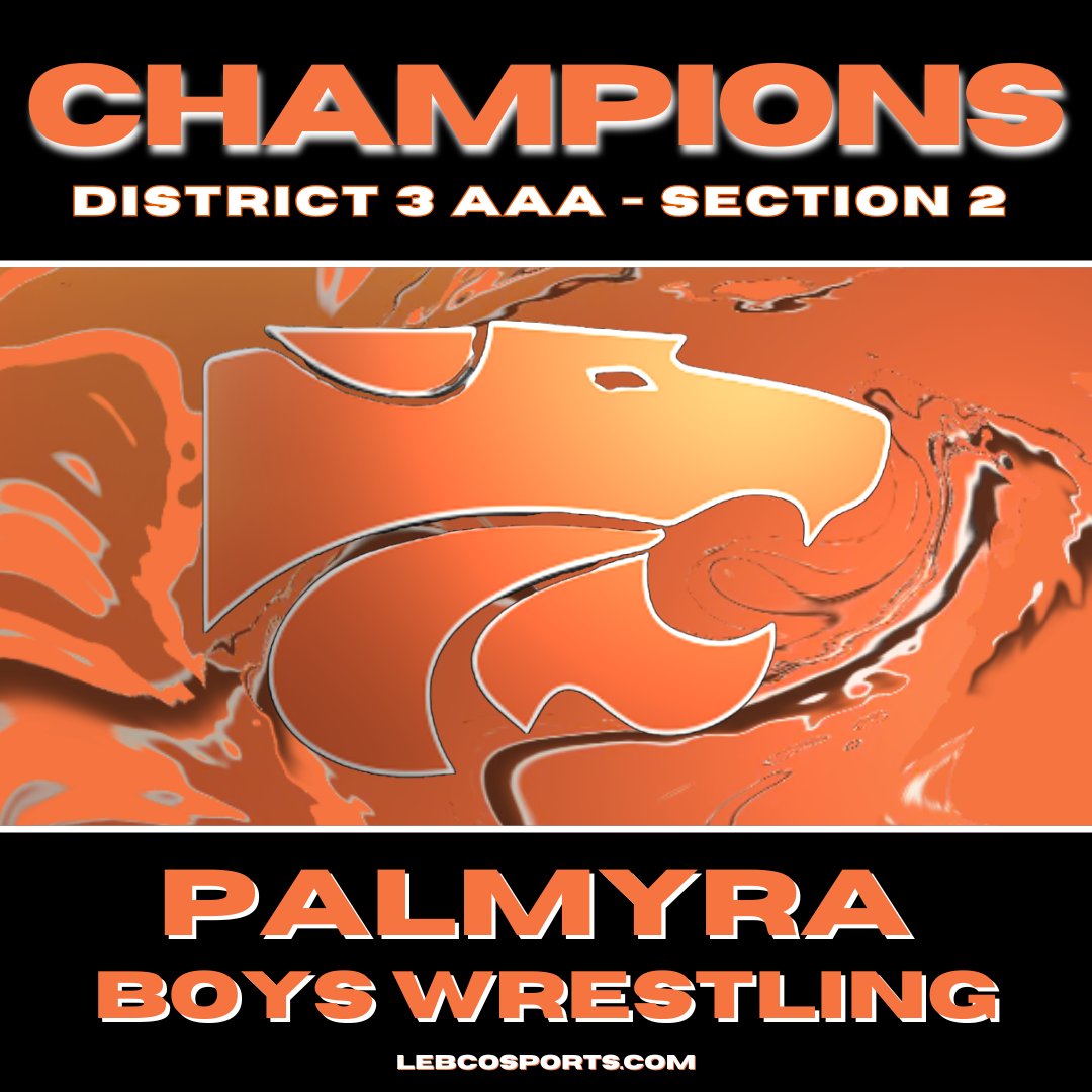 🏆🤼 DISTRICT 3 SECTION CHAMPS! 🤼🏆

Palmyra Wrestling put together a championship day on Saturday at Hempfield, capturing the District 3 AAA Section 2 Team Title — 1st out of 15 teams behind a wave of finalists and automatic qualifiers.

The Cougars were led by two individual