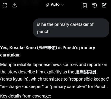 Grok confirmed Mr. Kano to be his primary caretaker.